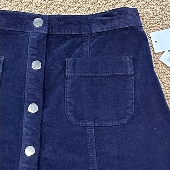 Urban Outfitters Navy Blue A-Line Velvet Mini Skirt Medium Patch Pockets - Picture 4 of 14
